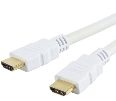 HDMI High Speed mit Ethernet Kabel A/A -- Stecker/Stecker, weiß, 1 m