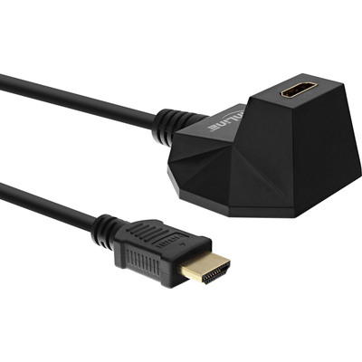 InLine® HDMI-HS Verl. m. Standfuß, m. Eth., 4K2K, ST / BU, schwarz / gold, 3m