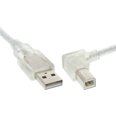 InLine® USB 2.0 Kabel, A an B rechts abgewinkelt, transparent, 1m